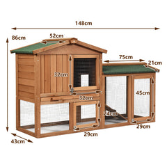 58 Inch Weatherproof Wooden Rabbit Hutch