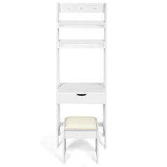 3-in-1 Modern Shelf Vanity Set with Flip Top Mirror and 6 Makeup Organizers