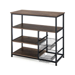 4-Tier Industrial Kitchen Baker's Rack with 2 Wire Baskets