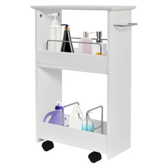 Slim Rolling 3-Tier Bathroom Mobile Shelving Cabinet wih Handle