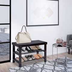3-Tier Bamboo Shoe Rack Bench for Entryway