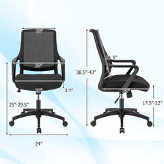 Modern Breathable Mesh Chair with Curved Backrest and Armrest