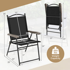 Set of 2 Patio Folding Sling Back Camping Deck Chairs