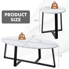 Set of 2 Nesting Coffee Table with Oval and Round Table