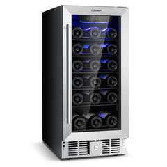 15 Inch 30-Bottle Stainless Steel Wine Cooler with Temperature Memory