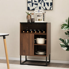 Wine Storage Cabinet Buffet Sideboard with Adjustable Shelf Sliding Door