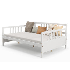 Wooden Full Size Daybed Frame with Guardrails