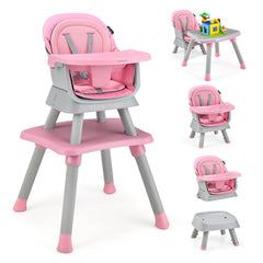 6-in-1 Convertible Baby High Chair with Adjustable Removable Tray