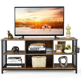 Mid-Century Wooden TV Stand with Storage Basket for TVs up to 65 Inch