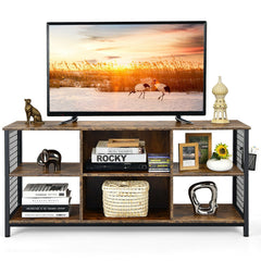 Mid-Century Wooden TV Stand with Storage Basket for TVs up to 65 Inch