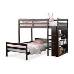 Twin Over Twin Loft Bunk Bed with 3-Tier Bookcase