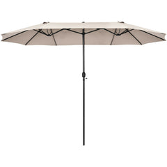 15 Feet Patio Double-Sided Umbrella with Hand-Crank System