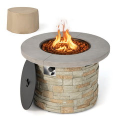 36 Inch Propane Gas Fire Pit Table with Lava Rock and PVC cover