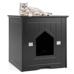 Cat Litter Box Enclosure with Flip Magnetic Half Door