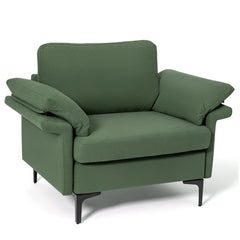 Modern Fabric Accent Armchair with Original Distributed Spring and Armrest Cushions