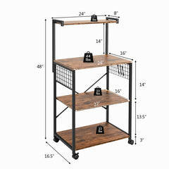4-Tier Kitchen Baker鈥檚 Rack on Wheels
