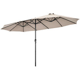 15 Feet Patio Double-Sided Umbrella with Hand-Crank System