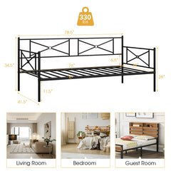 Metal Daybed Twin Bed Frame Stable Steel Slats Sofa Bed