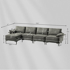 Extra Large L-shaped Sectional Sofa with Reversible Chaise