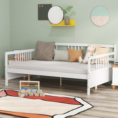 Wooden Full Size Daybed Frame with Guardrails