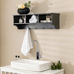 Wall Mount Hooks Shelf for Entryway Storage