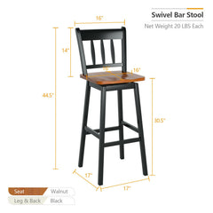 30.5 Inch Set of 2 Swivel Bar Stools with 360° Swiveling
