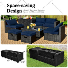 8 Pieces Patio Furniture Set with Storage Box and Waterproof Cover