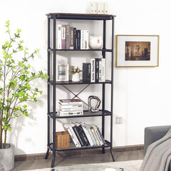 Industrial 5-Layer Bookshelf with Out-Stretched Legs