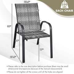 Set of 6 Outdoor PE Wicker Stackable Chairs with Sturdy Steel Frame