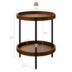 2-Tier Retro End Table with Bottom Shelf