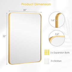 Metal Framed Bathroom Mirror with Rounded Corners