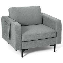 Modern Accent Armchair with Side Storage Pocket