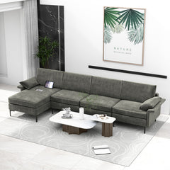 Extra Large L-shaped Sectional Sofa with Reversible Chaise