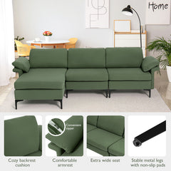 Extra Large L-shaped Sectional Sofa with Reversible Chaise