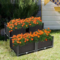 Set of 4 Elevated Flower Vegetable Grow Planter Box