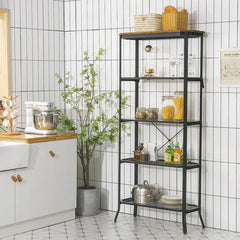 Industrial 5-Layer Bookshelf with Out-Stretched Legs