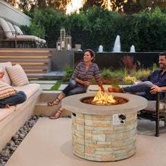36 Inch Propane Gas Fire Pit Table with Lava Rock and PVC cover