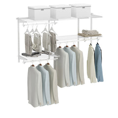 Custom Closet Organizer Kit 3 to 5 Feet Wall-Mounted Closet System with Hang Rod
