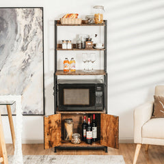 4-Tier Industrial Kitchen Bakers Rack Microwave Oven Stand