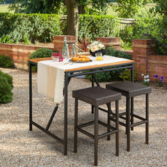 2 Pieces Patio Rattan Wicker Bar Stool Chairs