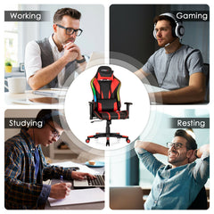 Gaming Chair Adjustable Swivel Computer Chair with Dynamic LED Lights