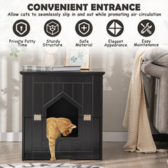 Cat Litter Box Enclosure with Flip Magnetic Half Door