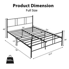 Full/Queen Size Heavy-duty Platform Bed Frame with High Headboard