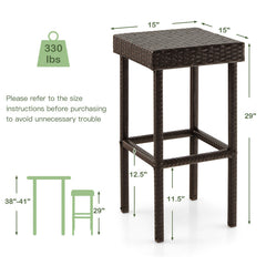 2 Pieces Patio Rattan Wicker Bar Stool Chairs