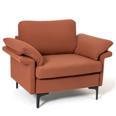 Modern Fabric Accent Armchair with Original Distributed Spring and Armrest Cushions