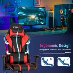 Gaming Chair Adjustable Swivel Computer Chair with Dynamic LED Lights