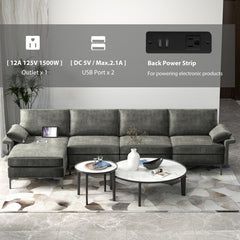 Extra Large L-shaped Sectional Sofa with Reversible Chaise