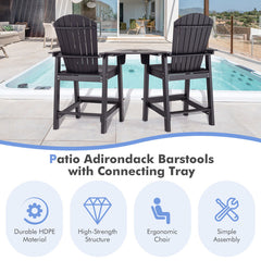 2 Pieces HDPE Tall Adirondack Chair with Middle Connecting Tray