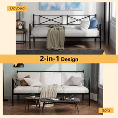 Metal Daybed Twin Bed Frame Stable Steel Slats Sofa Bed