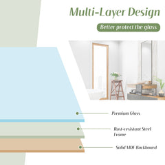 Rectangular Wall Mount Bathroom Mirror with Solid Steel Frame